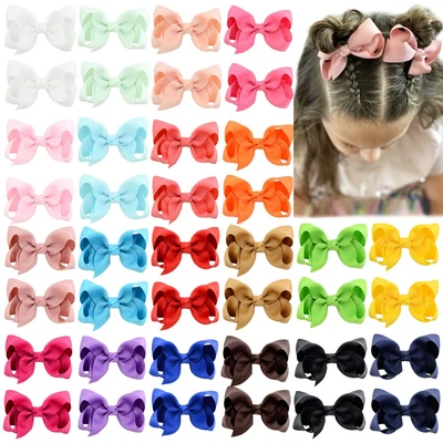 $13.08 • Buy 40PCS 3Inch Hair Bows For Girls Grosgrain Ribbon Toddler Hair Accessories With