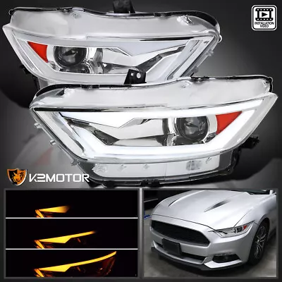 Fits 2015-2017 Mustang HID Type Switchback Sequential LED Projector Headlights • $351.89