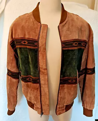 Scully Aztec Navajo Large Cowboy Western Suede Leather Bomber Jacket Mens • $20