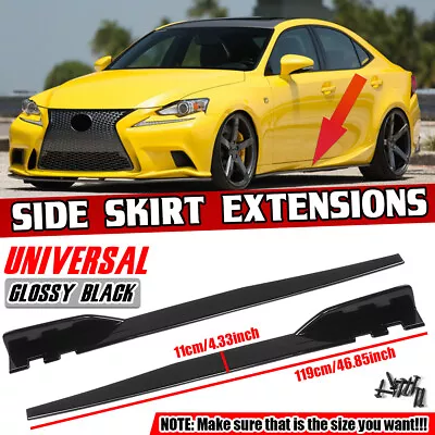 Universal L&R Car Side Skirt Extension Splitter Protector Lip 119cm Glossy Black • $21.25