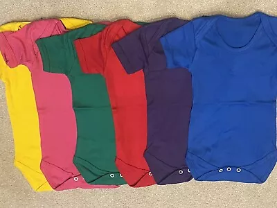 £2.50 • Buy Choice Of Colour - Rainbow Bright Baby Bodysuits Vests Short Sleeved