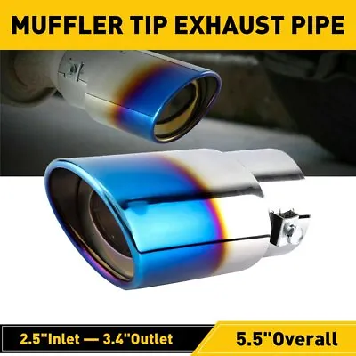 Car Exhaust Pipe Tip BLUE Tail Throat Muffler Stainless Steel Sport Accessories • $13.99