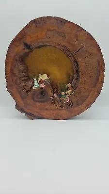 VTG One-of-a-Kind Hand Made Christmas Town Scene Diorama In A Log Miniatures • $49.99