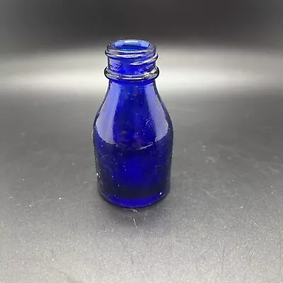 Vtg Miniature Cobalt Blue Glass Bottle Vicks Va-tro-nol Drops 3” Tall • $5.75