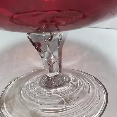 VTG MCM Ruby Red Empoli Italy 15” Hand Blown Stemmed Glass Vase Goblet Snifter • $55