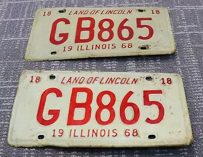 Vintage 1968 Illinois License Plate Set GB865 Original Paint • $13.99