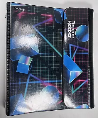 Mead Trapper Keeper Geometric Vintage 3 Ring Binder W 2 Folders 80' 90's Retro • $14.99