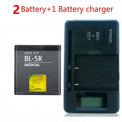 $10 • Buy BL-5K Battery + Charger For Nokia C7 C7-00 N85 N86 8MP ORO 701 - 1200mAh