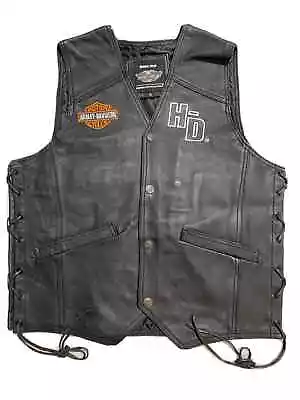 Harley-Davidson Men's Vest Biker Cafe Racer Motorcycle Genuine Cowhide Leather • $36.66