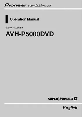 Pioneer AVH-P5000 AV Receiver Owners Manual • $21.99