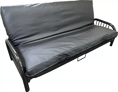 Queen Black Leather Vinyl Futon Mattress Covers Bed Slipcovers 6 X 60 X 80 • $92