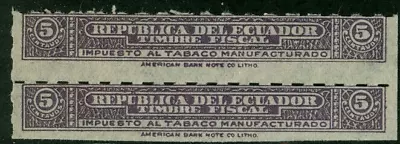 Ecuador 1920's 5c Tobacco Fiscal Or Revenue Stamp Roulette Pair • $7.99