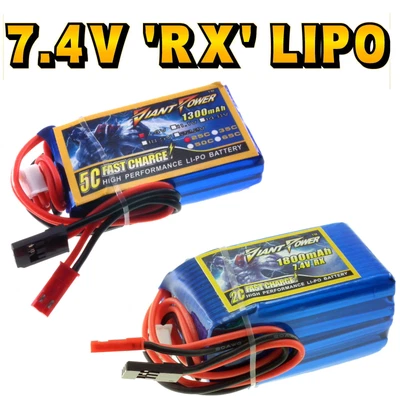 7.4V 1300mAh - 2200mAh RC 2s LiPo RX Receiver Battery 3C Giant Power • £15.50