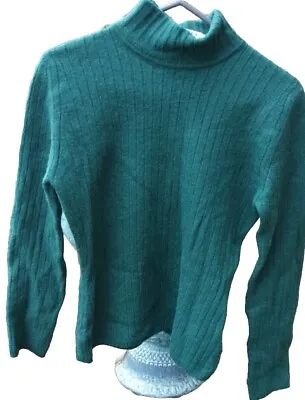 Ladies Jaeger Knitted Merino Extra Fine Wool Dark Green Sweater Jersey Size XS • £20.99