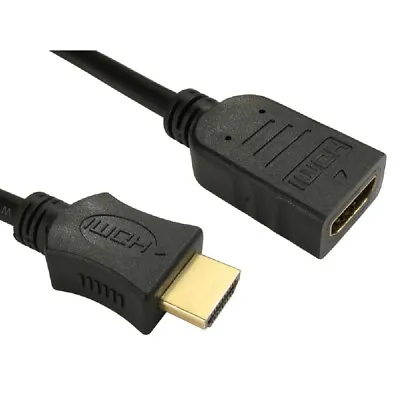 £3.99 • Buy 3m Long HDMI EXTENSION Cable Male To Female 3D UHD TV High Speed BLACK Lead