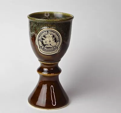 '97 Maryland Renaissance Festival Logo Stoneware Wine Goblet Brown Drip Glaze • $14.99