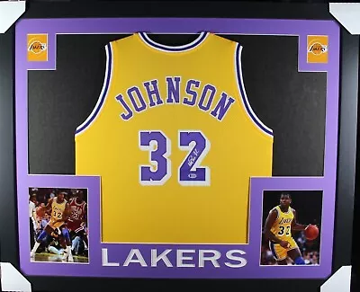 MAGIC JOHNSON Signed/Autographed Custom Jersey Framed 35x43 - BECKETT • $399.99