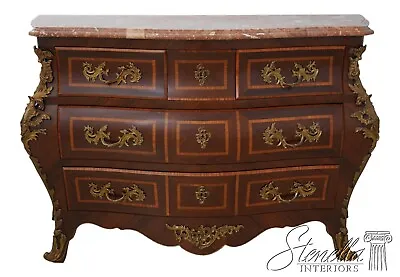 62013EC: French Inlaid Louis XV Style Marble Top Commode • $2595