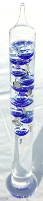 Large 44cm Tall Free Standing Galileo Thermometer With Blue Coloured Baubles • £28.93