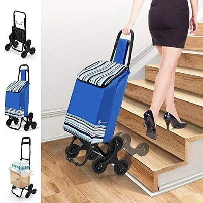 £29.49 • Buy Folding Shopping Trolley On 6 Wheels Stair Climbing Shopping Cart Waterproof