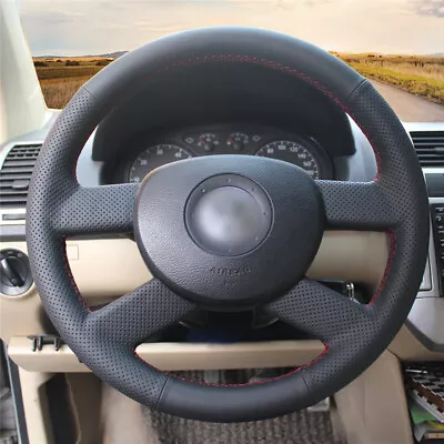 Black Hand Stitching Leather Steering Wheel Wrap For Volkswagen Polo 2005 2006 • $48.29