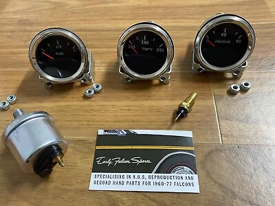 New Reproduction Ford Falcon XR XT GT 3 Gauge Set Oil Temp Fuel Including Sender • $335