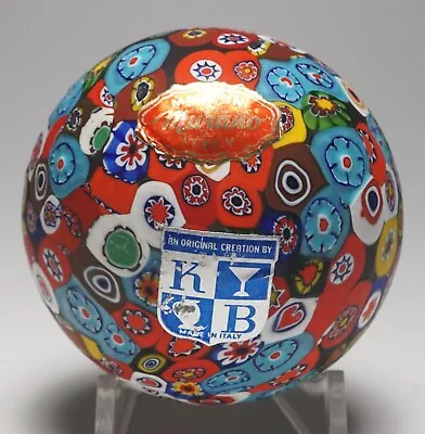 Murano Closepack Millefiori Paperweight - With Two Labels - Hollow Blown • $95