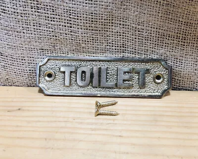 Gold Toilet Sign 4 1/2” X 1  Restroom Metal Plaque Door Bar Restaurant Small • $13.99
