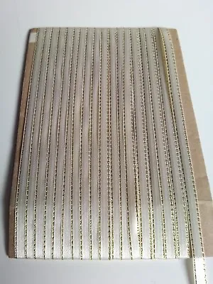 5M 6mm Thin Cream Gold Edged Satin Ribbon Trim Card Making Scrapbooking Christma • £2.75