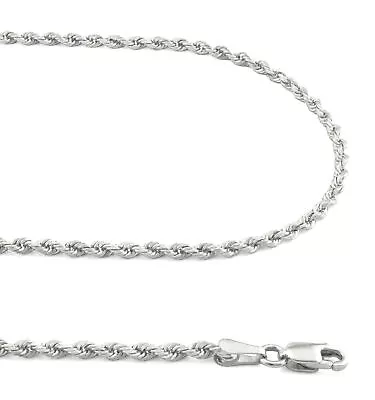 Real 10K White Gold 2mm Italian Diamond Cut Mens Rope Chain Pendant Necklace 24  • $184.98