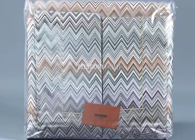 MISSONI HOME JOHN #165 100% Cotton Satin DUVET FITTED 2 SHAMS QUEEN Set 4 Pc. • $600