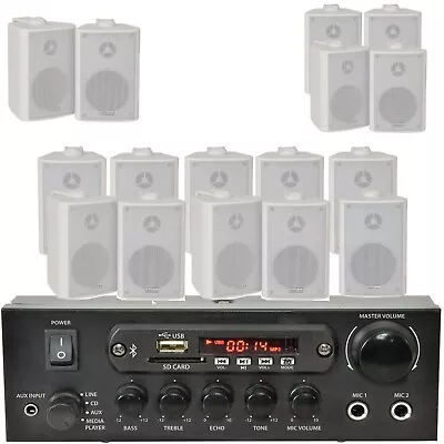 £159.99 • Buy Bar Home White Bluetooth Wall Speaker Systems Wireless Background Music Amp Kit