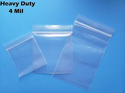 Clear Reclosable Zip Seal 4Mil Lock Top Bags Heavy Duty Plastic 4 Mil Baggies • $7.14