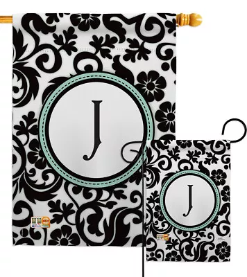 Damask J Initial Simply Beauty Monogram First Last Name Garden House Yard Flag • $15.95