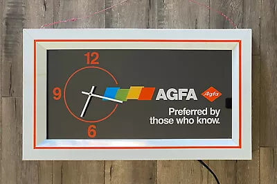 Vintage AGFA Lighted Wall Clock  Preferred By Those Who Know  • $350
