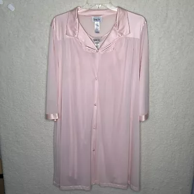 VTG Vanity Fair XXL Pink Nylon Nightgown Peignoir Set XL Robe Mid Length 31-807 • $35