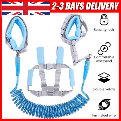 Kids Baby Harness Anti-Lost Wrist Band Child Safety Strap Waist Leash With Lock • £10.90
