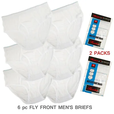 6pc Men's White Briefs French Hem Cotton Breathable Underwear Vintage Style • $18.50