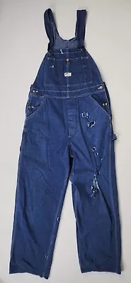 VTG Sears Overalls Mens 34x29 Blue Denim Bib Button Fly Tradewear Union Made USA • $29