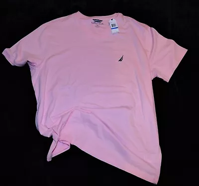  NWT NAUTICA Pink SS Cotton V-neck T-shirt Men's 1XL 1X Big & Tall $34.50 • $19.99