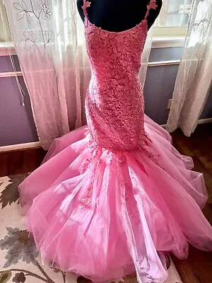 Sherri Hill Pink Mermaid Dress Size 16  • $75