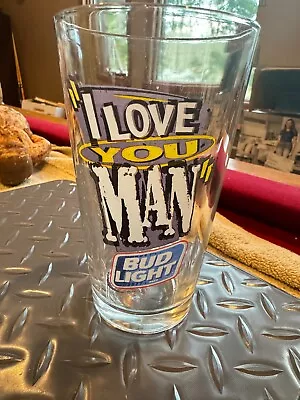 VINTAGE NFL Bud Light  I Love You Man  16oz Beer Pint Glass Libby??? • $16