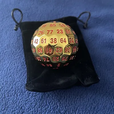 100 Sides Polyhedral Number Dice Metal 5cm Diameter Easy To Read With Bag • £19.99