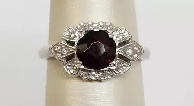 14k White Gold Amethyst Vintage Ring Sz 5.5 • $199