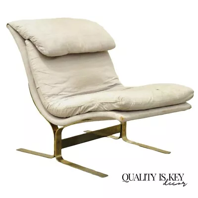 Mid Century Modern Milo Baughman Style Brass Cantilever Slipper Lounge Chair • $1200