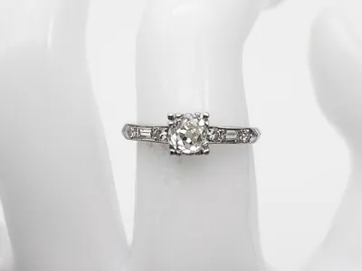 Antique 1920s $5000 1ct Old Mine Cut VS H Diamond Platinum Wedding Ring RARE • $1350