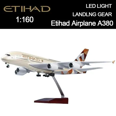 1/160 Etihad Airlines Airbus A380 Airplane Model Resin Aircraft Plane W/ Lights • $89.96