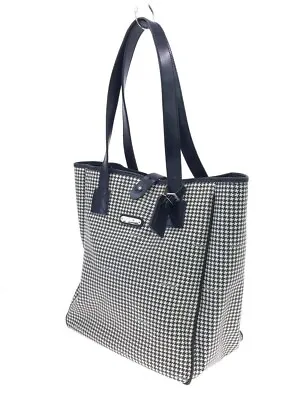 RALPH LAUREN Houndstooth PVC Leather Bag Inside Zippered Pocket Handle 70cm Used • $202