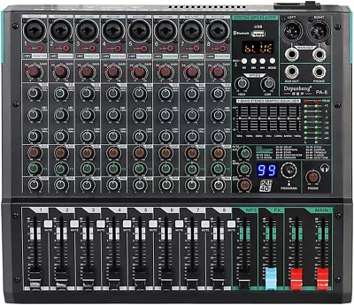 Depusheng PA8 Professional 8 Channel Mixer DJ Controller With 99 DSP Effects USB • £141.27