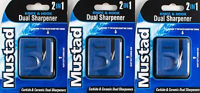 (lot Of 3) Mustad Knife & Hook Dual Sharpener Mt-2n1 W/ Ergonomic Grip Cm2472 • $3.25